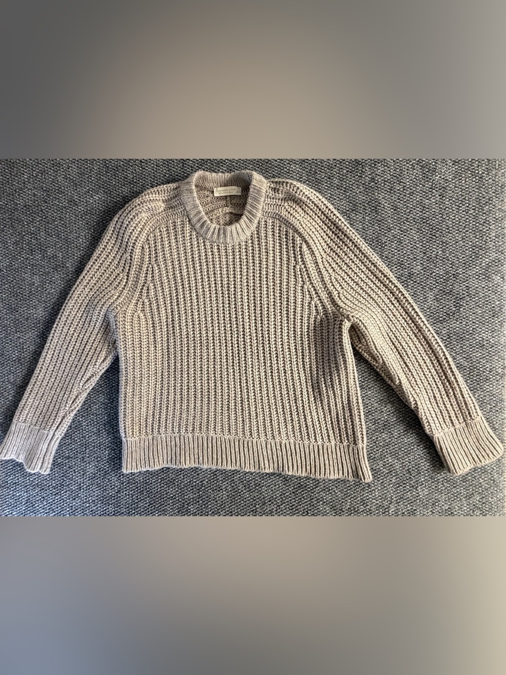 Abercrombie & Fitch Merino Wool-Blend Chunky Knit Sweater in Beige